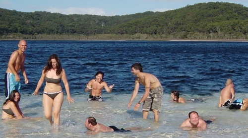 Steve, Caterina, Glen, Matt and me swimming in Birrabeen Lake