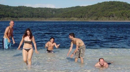 Steve, Caterina, Glen, Matt and me swimming in Birrabeen Lake