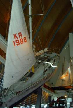 sailboat suspended from the ceiling