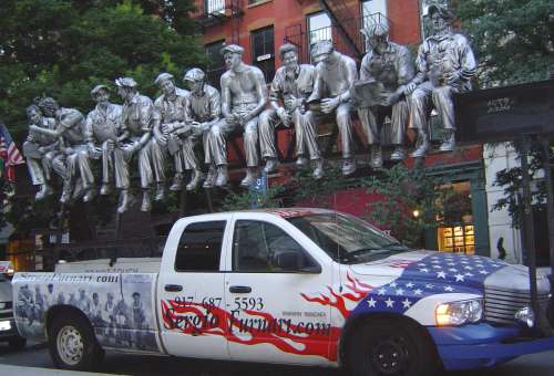 the famous girder photo - in a sculpture, on a van