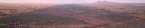 sunrise from the top of Ayres Rock - you can see its shadow