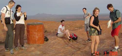 the first group of people at the top of Ayres Rock