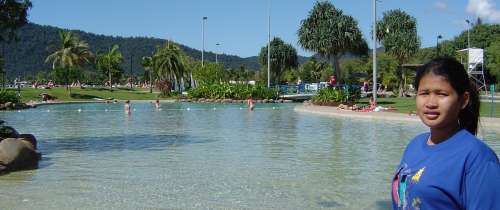 Dany at the man-made lagoon, Airlie Beach